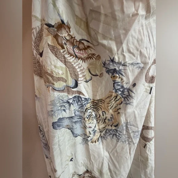 Vintage Japanese Tiger & Dragon 100% Cotton Kimono Wrap Robe, 58 Inches Length - Picture 12 of 15